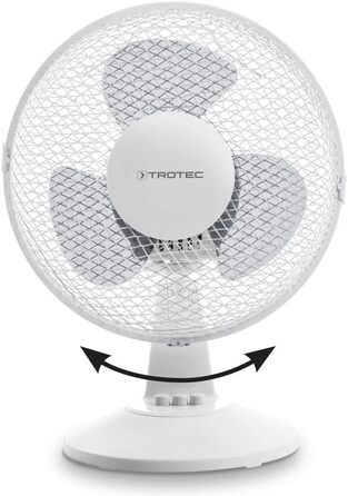 Турбовентилятор TROTEC TVE 10 - 25 Вт, гойдання 80°, 2 швидкості, діаметр 23 см, тихий, білий