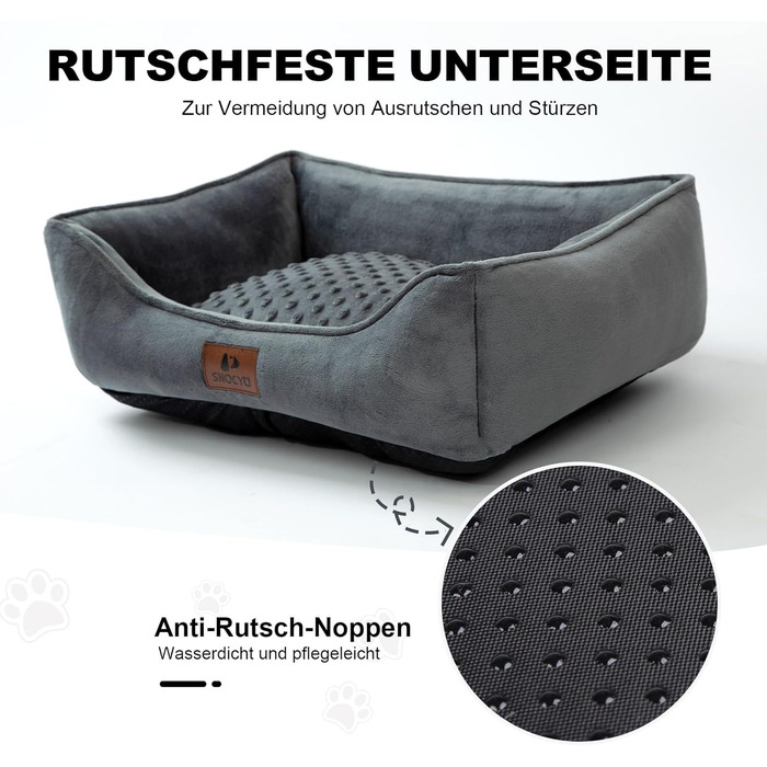 Dog Bed for Small and Medium Dogs 65x55x18cm, Washable Dog Cushions, Removable Cover, Dog Sofa Dog Basket with Raised Edges, Fluffy Cat Bed Dog Bed with Nubs, Dark Grey (90x75x25cm, Dark Grey - Removable)