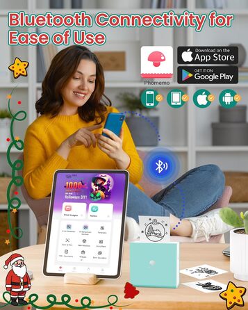 Phomemo Міні-друк: Портативний термальний фотодрук, USB, Android/iOS, для щоденника, навчання, DIY, зелений, M02, 1 друк + 1 рулон паперу
