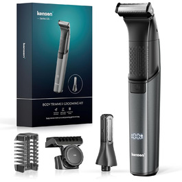 Мультитриммер для тіла чоловічий 2-в-1: тіло, обличчя, інтимна зона. Вологостійкий, USB-C. З насадками.