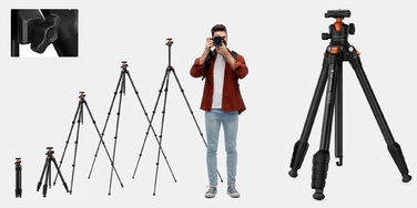 Штатив K&F Concept O235A1 + голова BH-40 + тримач для смартфона, 175 см, чорний