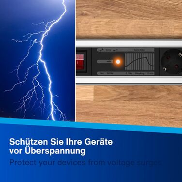 Многофункціональна мережева розетка SupraGuard з вимикачем, 2.5м кабель, захист від перенапруги та мережевий фільтр (Aluopik, 9 розеток)