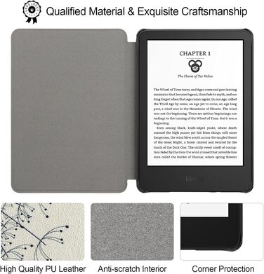 Чохол для Kindle 6' (2024/2022) WALNEW: PU шкіра, авто-сон/пробудження, Smart Cover для Ebook-Reader Kindle 6 дюймів