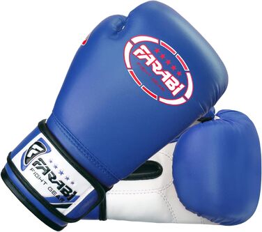 Дитячі боксерські рукавички Farabi Sports 8oz/6oz - для боксу, ММА, муай-тай, кікбоксингу, спарингу та тренувань (блакитні)