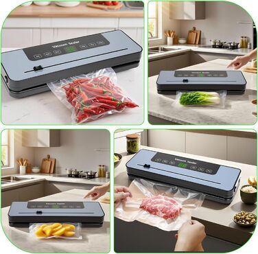 Вакуумний пакувальник Großcat з 50 пакетами, апарат для пакування продуктів харчування з різаком та цифровим таймером для кухні та ресторану