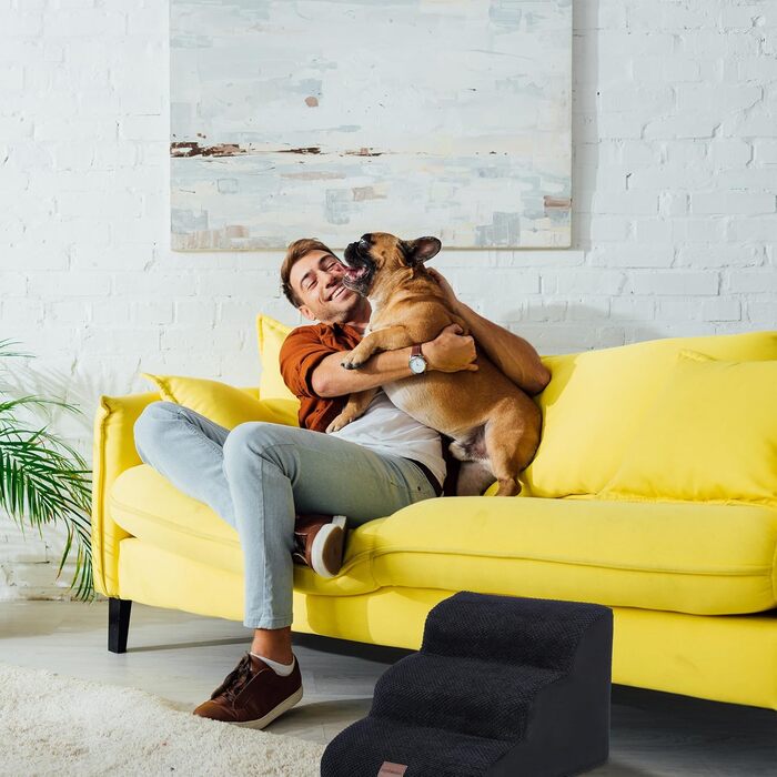 Сходинки для собак та котів Relaxdays, 3 сходинки, чорного кольору, розмір 33 x 41 x 54 см