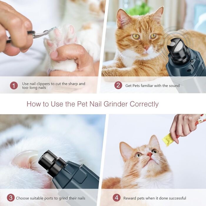 Електричний точилка для кігтів собак LOFICOPER з 6 швидкостями, 2 LED-ліхтариками, 3 портами, тихий для собак маленьких, середніх та великих порід