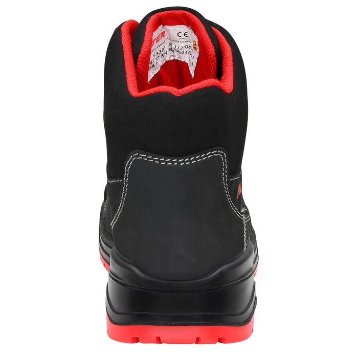 Робочі черевики ELTEN MAVERICK чорно-червоні Mid ESD S3, чоловічі та жіночі, шкіряні, з металевим носком, легкі, спортивні, розмір 40 EU
