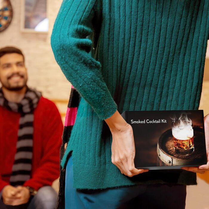 Набір для копчення коктейлів з факелом - 8 смаків дерев'яної стружки - Набір для диму Whiskey, Bourbon, Old Fashioned, подарунок на день народження, Різдво для чоловіків, тата, чоловіка