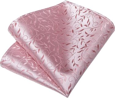 DiBanGu Шовковий краватка та нагрудна хустинка для чоловіків. Набір краваток та запонок. Тканий, однотонний (рожевий квітковий)