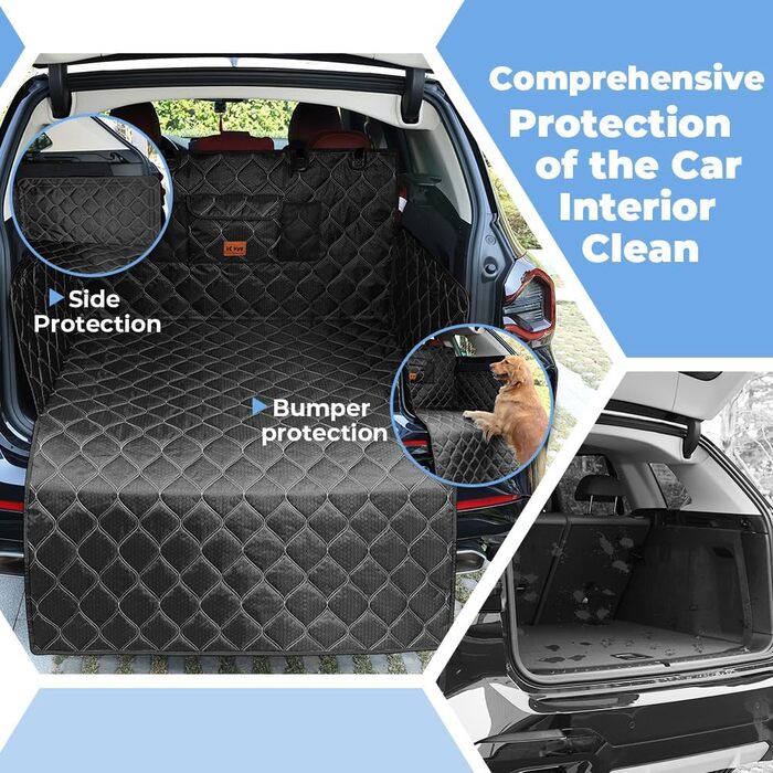 Захисна ковдра для собак у багажник авто KYG, 185x105 см, чорна, водовідштовхувальна, антиковзаюча
