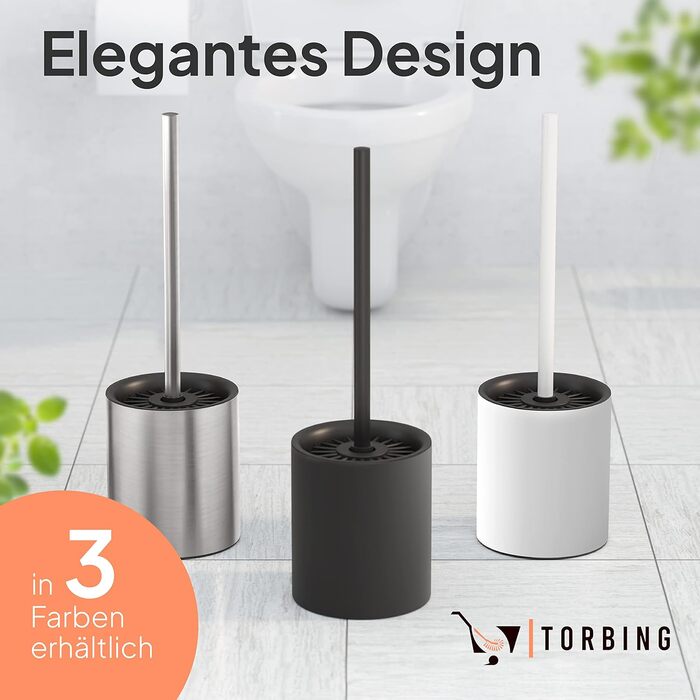Набір для чищення унітазу TORBING з нержавіючої сталі та силікону - елегантна щітка з тримачем, антибактеріальна поверхня