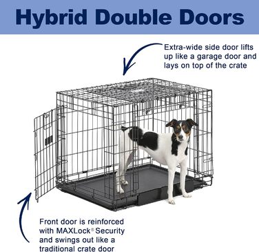 Кія MidWest Homes for Pets Ovation Modell 1924 - переносна переносна будка для собак, чорна, 61x57x60 см, з роздільником, захист підлоги, для маленьких порід