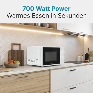 Мікрохвильова піч Bomann MW 6014 CB (Біла): 700 Вт, 20 л, 6 рівнів потужності, поворотний піднос 360°