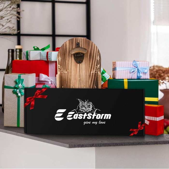 Стіна з дерев'яним відкривачем для пляшок EASTSTORM з контейнером, оригінальний відкривач для пива, подарунок для чоловіків та на День батька