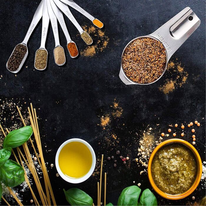 304 Stainless Steel Measuring Spoons Measuring Cups 13-Piece Set for Cooking