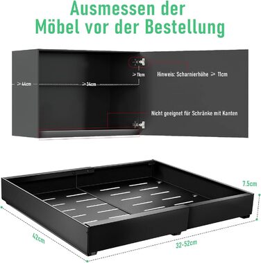Telescopic Drawer, Adjustable Width 32-52cm, High-Quality Carbon Steel Drawer Organizer Kitchen, Pull Out Cabinet Drawer Organizer, Kitchen Cabinet Drawer Organizer Pull Out (Black)