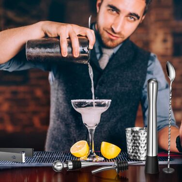 Набір для коктейлів Sosayet, 10 предметів, з нержавіючої сталі, аксесуари та рецепти, 750 мл, для барменів-початківців та професіоналів - подарунок для чоловіків