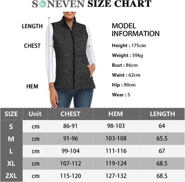 Жіноча флісова жилетка Soneven Daen Weste для бігу, походів та їзди на коні. Легка, вітронепроникна жилетка з м'якого флісу, підходить для зими. Розмір M, колір: темно-сірий.