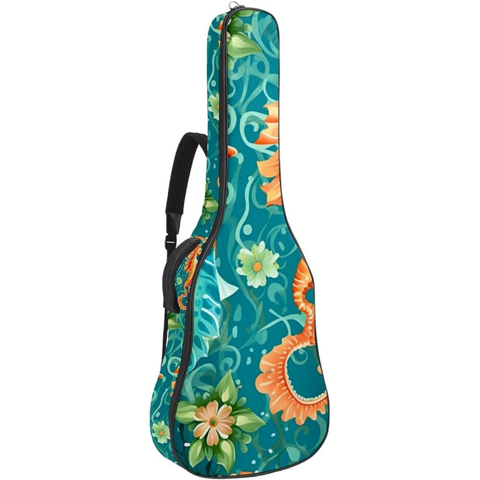 Чохол для акустичної гітари, 104 см, з регульованим плечовим ременем, Gigbag, Ocean Flower Seahorse, водовідштовхуючий, Oxford-тканина, товстий шар губки