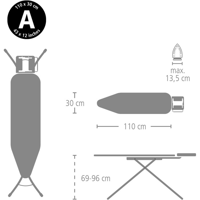 Чохол Brabantia для прасувальної дошки бавовняний 110x30 см з металізованим покриттям та піною 2 мм