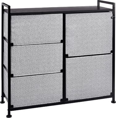 Amazon Basics - Closet Storage Organizer with 5 Fabric Drawers, White (Black)