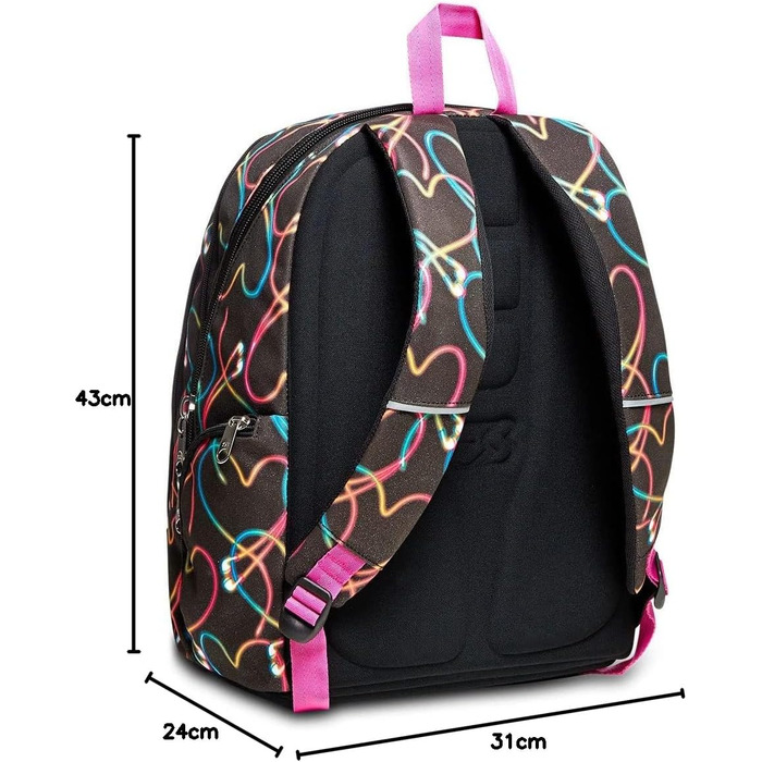 Рюкзак Seven Rucksack Advanced: для школи, університету та відпочинку. Місткий рюкзак для підлітків, дівчаток та хлопчиків з відділенням для ноутбука та кишенькою для пляшки. Кольори: рожевий, фіолетовий (Чорний I)