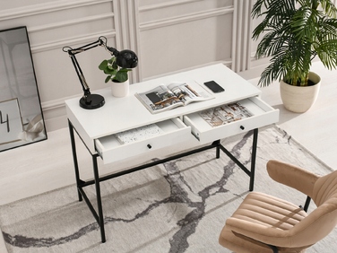 Прямокутний письмовий стіл Mebel-Partner 110 x 48 x 76 см, білий/чорний