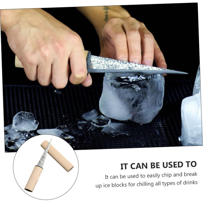 SHOWERORO Ergonomic Ice Tool Portable Ice Crusher for Bartenders Ice Crushing Tool Made of Refined Steel and Wood Ice Pick for Drinks Conical Ice Pick Ice Breaking Tool