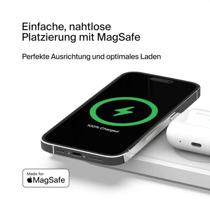 Belkin MagSafe Бездротовий зарядний пристрій 3-в-1 MFi для iPhone 16/15/14/13/12, Apple Watch, AirPods (Білий)