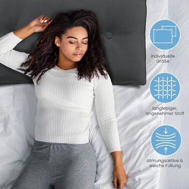 Підголовник для спини ELONEO, широкий, клиновий для ліжка та дивана, трикутна подушка для читання, знімний та пральний чохол, з практичною бічною кишенею (Антрацит, 160 см)