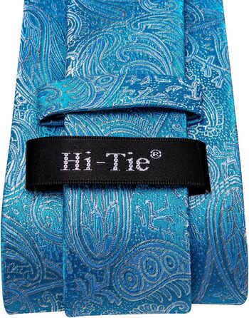 Набір краваток, нагрудних хустинок та запонок Hi-Tie: шовкова краватка для весілля та ділових зустрічей (Pfauenblau A)