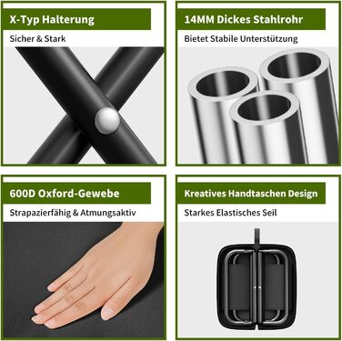 Складний туристичний стілець EASYLOCK, чорний. Максимальне навантаження 150 кг