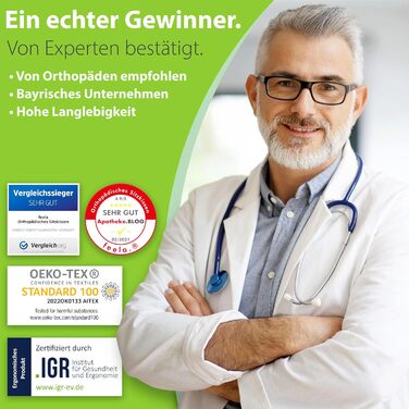 Ортопедична подушка для сидіння Feela® [3 ступені жорсткості] - Переможець тесту – Ергономічна подушка для офісного крісла та авто – Зменшує біль, знімає навантаження з куприка, покращує кровообіг (Medium) Medium (60-80 кг) Чорний