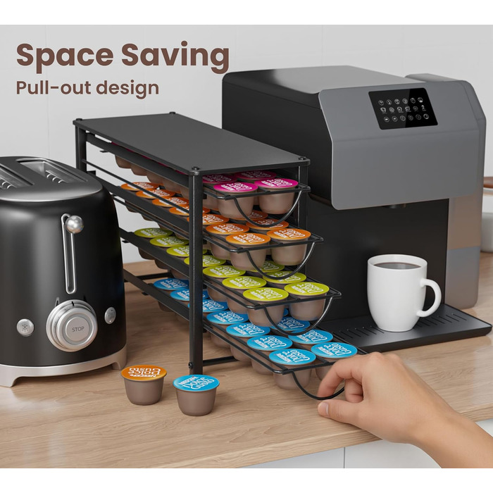 Тримач для капсул Dolce Gusto, 5-ярусний металевий ящик для капсул з тихими направляючими та антиковзними ніжками (56 капсул)