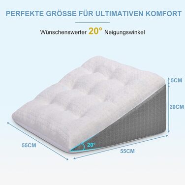 Підголовник для ліжка та дивана HAVARGO з піною з пам'яті - 55x55x25 см. Ергономічний підголовник для підтримки спини, рефлюксу та сну з апное. Ідеальний для читання та відпочинку.