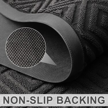 LEKEEPGO Doormat Indoor and Outdoor 60x90cm, Non-Slip Outdoor Doormat, Rubber Outdoor Mat, Washable Dirt Trapping Mat, Entrance Mat, Outdoor Shoe Tray with Drainage, Black