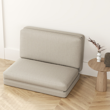HOMCOM 3-in-1 Foldable Floor Sofa, Convertible Sofa Bed with Velvet Appearance, Padded to 240 kg Load Capacity for Bedroom, Living Room, Beige | Aosom