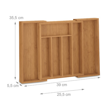 Relaxdays Bamboo Cutlery Box, Extendable