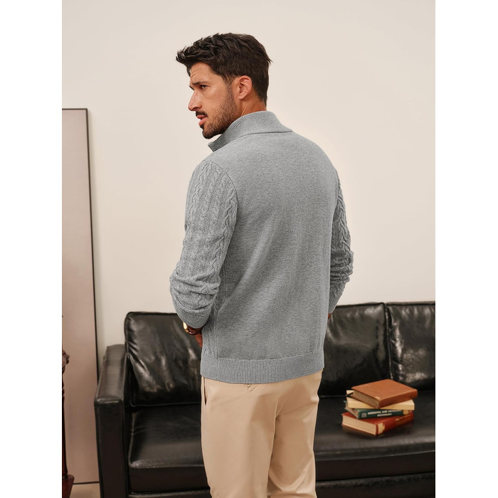 Кардиган чоловічий PJ PAUL JONES з косими візерунками, на ґудзиках, грубий трикотаж, сірий, L