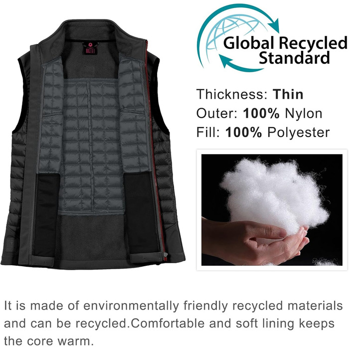 Жіноча тепла безрукавка Little Donkey Andy Puffer Weste для хайкінгу, подорожей та бігу. Чорний колір.