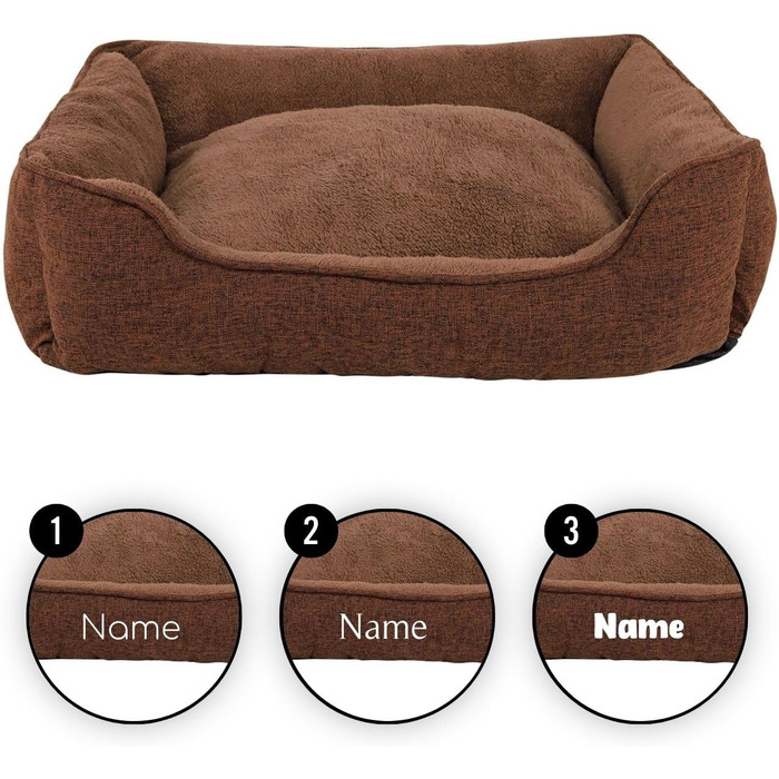 М'яке ліжко для собак Lionto знімний чохол, 75x60 см, коричневе, для собак та котів, з антиковзким дном