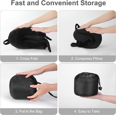 Подушка для шиї TALLGO з піною з пам'яті: м'яка, регульована подушка для подорожей літаком, автомобілем та додому (Чорний)