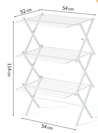 Металева складана сушарка для одягу, 3 рівні, біла — зручність у кожній деталі