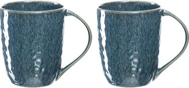 Leonardo Matera Ceramic Mug Set, 2-piece, dishwasher-safe coffee mugs, 2 microwave-safe tea mugs, glazed cups, blue, 430 ml, 026996