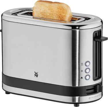 WMF Kitchen Mini 1-Slice Toaster, Long Slot XXl-Toast, Mini Toaster with Roll Attachment, 7 Browning Levels, Overheat Protection, 600W, Matte Stainless Steel, Single