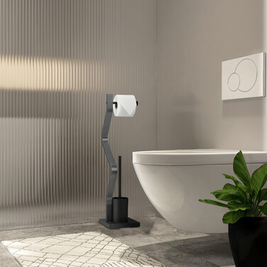 Relaxdays Toilet Set black/grey