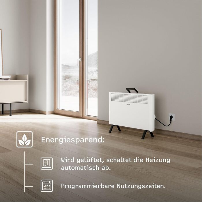 Електричний конвекторний обігрівач Stiebel Eltron 2 kW, для площі 25 м², з регулюванням, на роликах, TÜV-сертифікований, енергозберігаючий, 204450