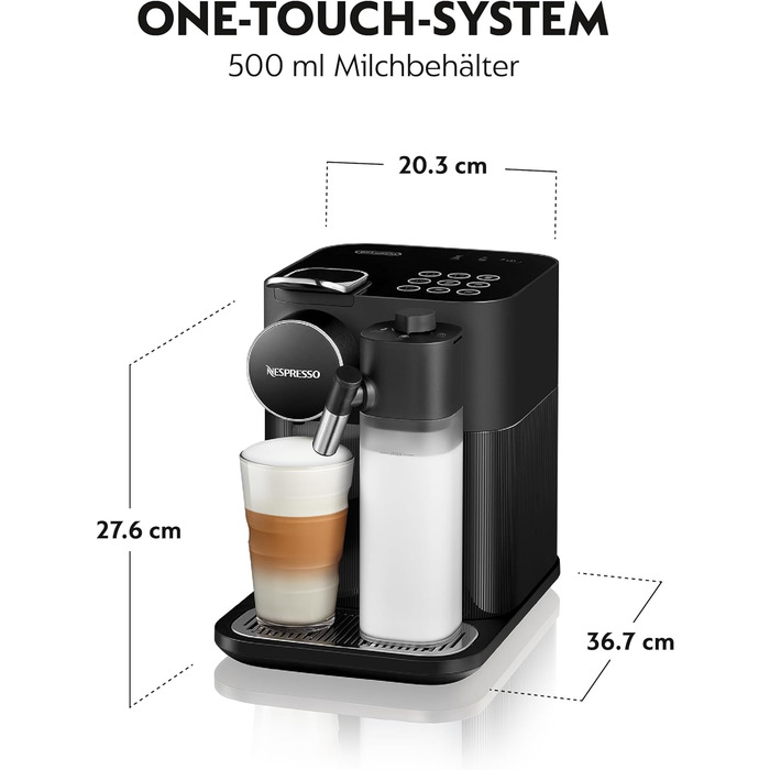 Nespresso De'Longhi EN640.B Gran Lattissima Coffee Capsule Machine with Automatic Milk System, 19 Bar Pressure, 1400W, Black Black Version 2.0