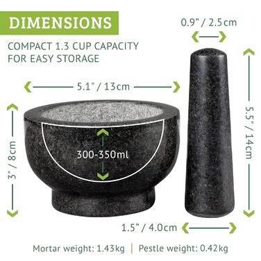 Гранітний ступка з товкачиком – ступка з товкачиком з граніту, Ø 16 см, об'єм 500 мл